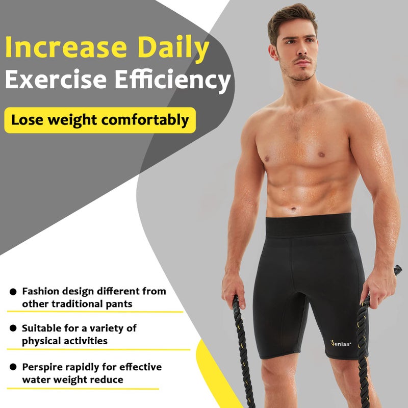 Junlan Sweat Shorts for Men Sauna Suit Mens Body Shaper Sweat Sauna Neoprene Shorts(Black, Large) - Image 5